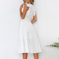 Womens Dresses Elegant Ruffle Cap Sleeves Dress