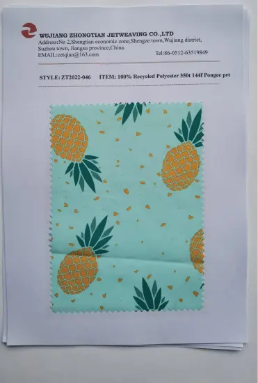 100% Recycled Polyester 350t 144f Pongee prt