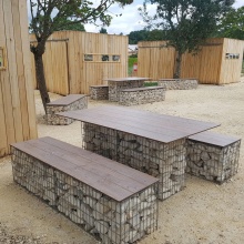 Cadeira elegante de pedra Gabion para espaços ao ar livre