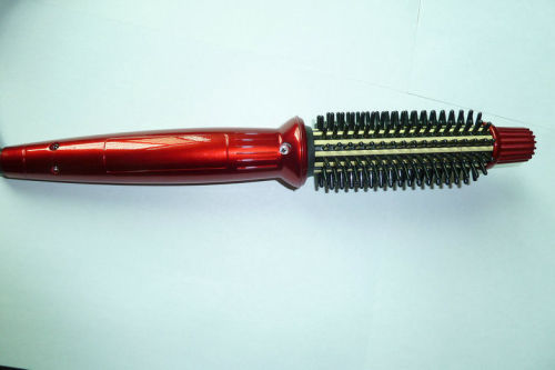 Red Titanium 130w Hair Curling Comb Round Brush , Professional Hair Curler