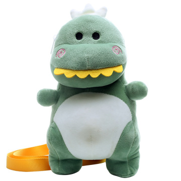 Mochila de felpa de dinosaurio rosa y verde para niños - bolsa de felpa personalizada