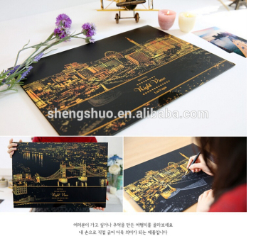 Wholesale popular Diy London scratch night view fashion paper art