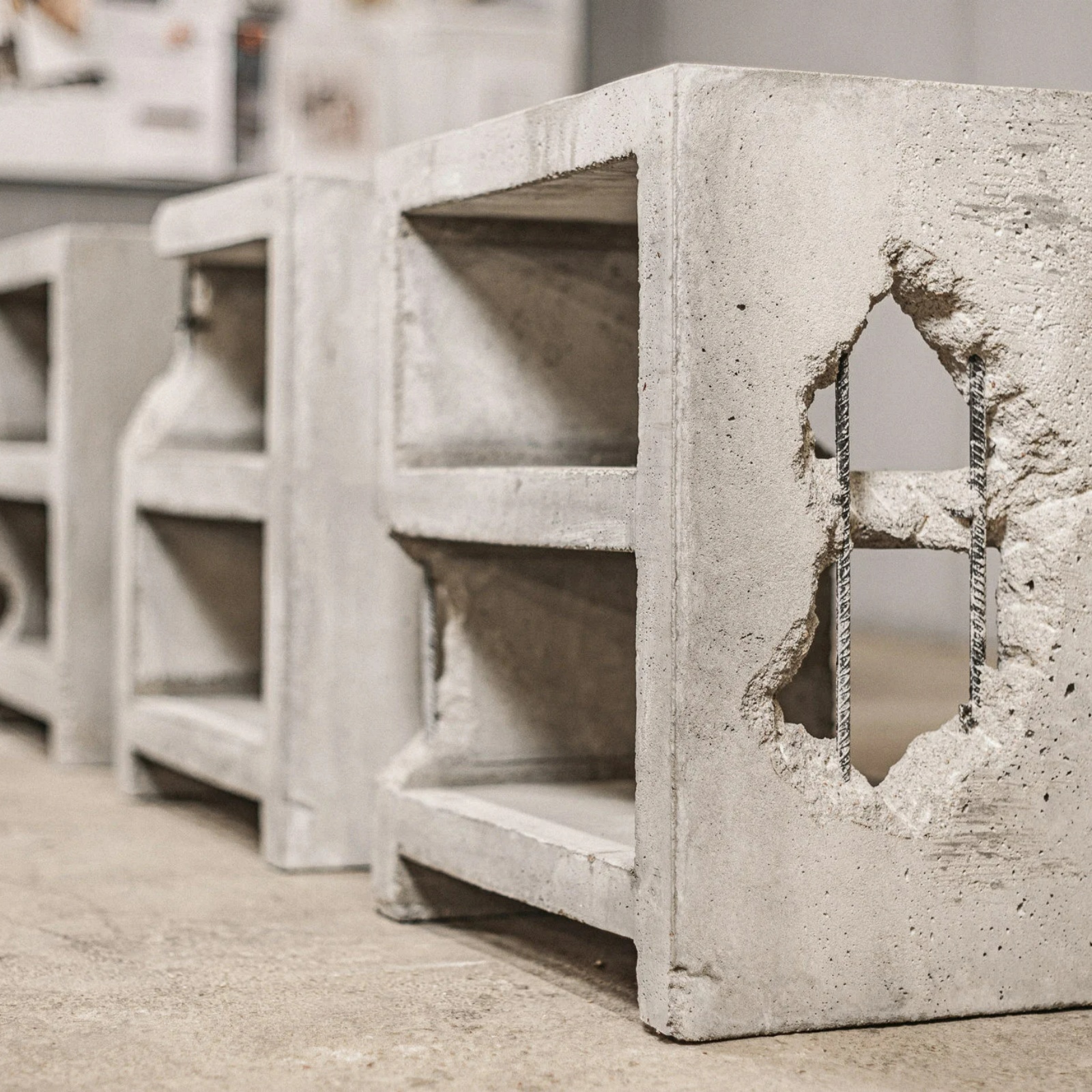 Triple Raw Cement Customizable Concrete Side Table