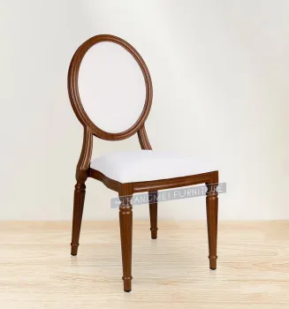 Wood Grain Metal Stacking Dining Chairs for Hotels and Events - Wholesale