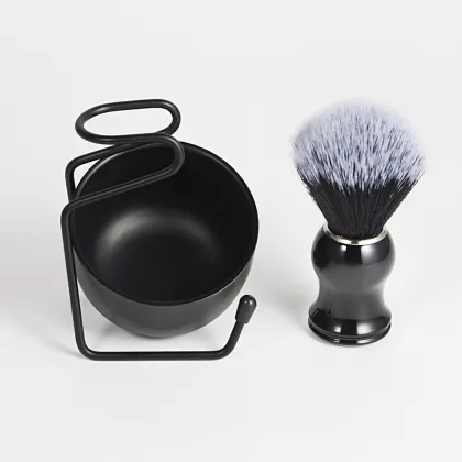 Men Shaving Brush Set Alloy Facial Foam Bowl Men Beard Shaving Stand Moustache Cleaner Rack Shaving Cup Men Styling Accessories