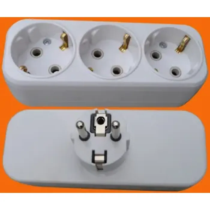 Adaptor Daya Listrik AC 3 Arah Gaya Eropa (P8813)