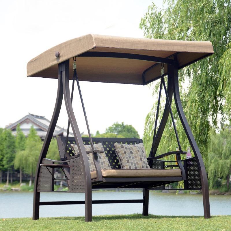 Iron Steel Outdoor Swing Patio Chair With Canopy
