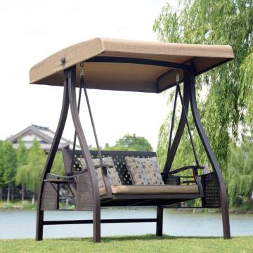 Iron Steel Outdoor Swing Patio Chair With Canopy