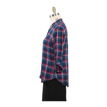 Cotton Women's Plaid Shirt With Beading