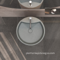 Black Circular Concrete Cylinder Pedestal Sink - Freestanding Bathroom Basin