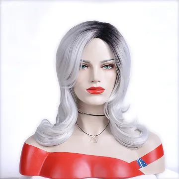 AISHILI Wholesale Synthetic Ombre Black To Silver Gray Hair Wig With Nature Wave For Women