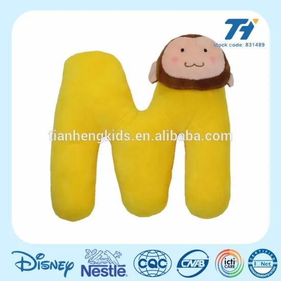5 inch or 8 inch monkey educational plush toys and M alphabet letter toys