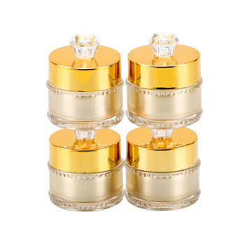 wholesale UV gold color plastic emtpy 5g acrylic eye cream diamond top shape cosmetic jars