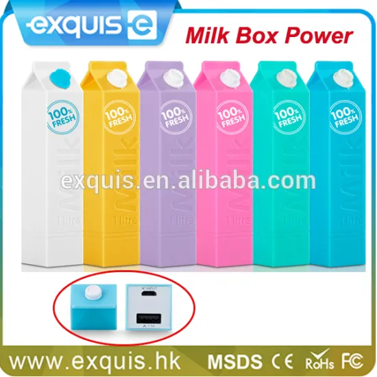 2600Mah Unique Milk box Portable Charger Power Bank With Cute Shape