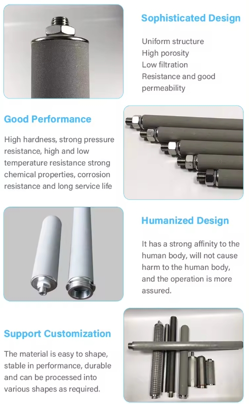 customized titanium powder sintered filter cartridge