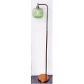 Green striped glass shade LED bulb floor lamp