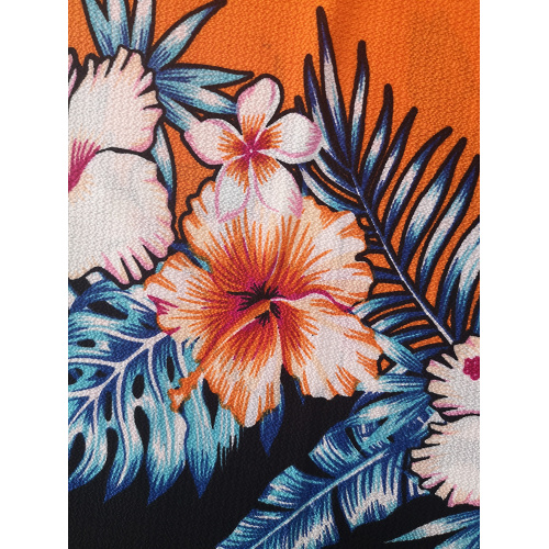 Border Flower Polyester Bubble Crepe Printing Fabric