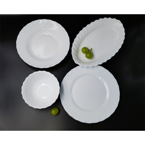 Hållbara vita Opal Glassware maträttsuppsättningar