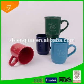 solid color glazed mug with sand blasting,high quality debossed ceramic mug
