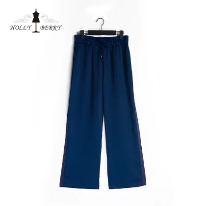 Casual Lightweight Blue Women Loose Wide Leg Pants