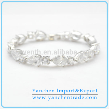 Fashion Jewelry Copper Bracelet For Women with Rhodium Plated CZ Diamond