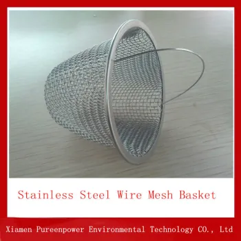 Wire mesh basket with handle