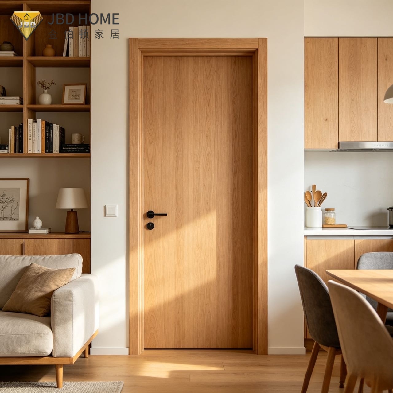 Pinturarik gabeko barruko atea ekologikoa, ehundura modernoarekin