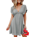 Womens V Neck Ruffle Dress