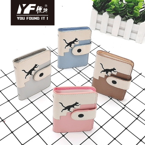 Bifold Card Holder Custom cute cat mosaic PU card holder Manufactory