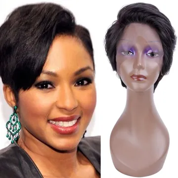 short brazilian remy human hair lace front straight pixie cut bob wig, wholesale pixie cut short wig vendors