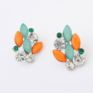 luxury elegant resin stone clear crystals big fashion stud earrings 2014 Hot Sell Vintage Earings Accessories