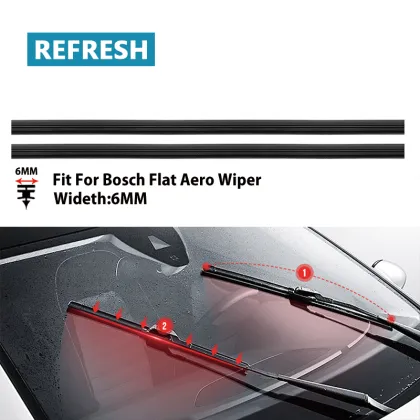 REFRESH WIPER REFILL for Bosch Aero Flat Wiper Blade - Natural Rubber & Silicone Rubber Replacement