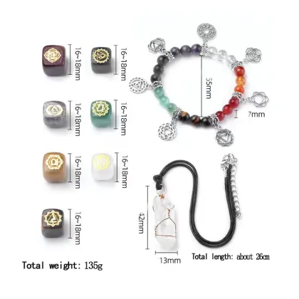 Wholesale Hot Sale: Seven Chakras Box Set with Crystal Bracelet and Pendant