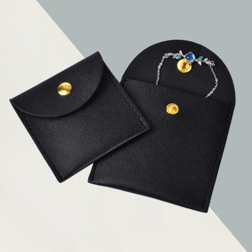 Leather Snap Jewelry Bag for Rings and Necklaces