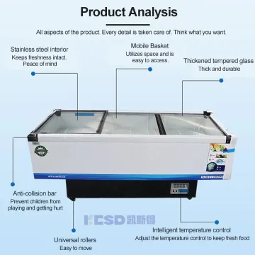 Supermarket Commercial Display Showcase Refrigerator Island Freezer for Seafood Meat