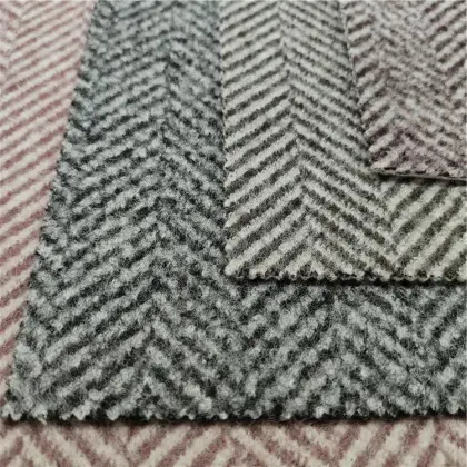 Herringbone Fleece Knit Jacquard Fabric 100% Wool Tweed for Wholesalers