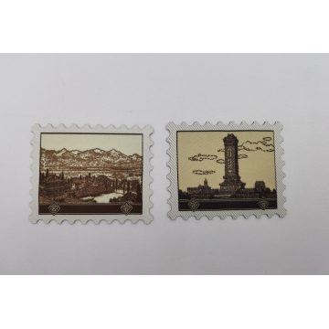 Étiquettes tissées numériques de style timbres pour timbres