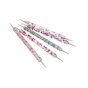 Professional 5 Pcs Sequins Double Manicure Polish Metal Liner Point Gel Brush