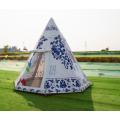 Inflatable Camping Tent For Small Party Inflatable Tent with Blue and White Porcelain Pattern Factory