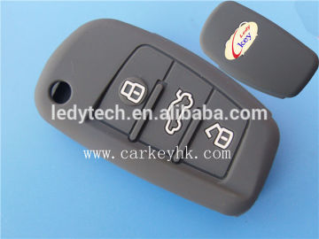 Environmental Silicone car key cover 3 buttons flip key shell silicone case for remote controll grey color