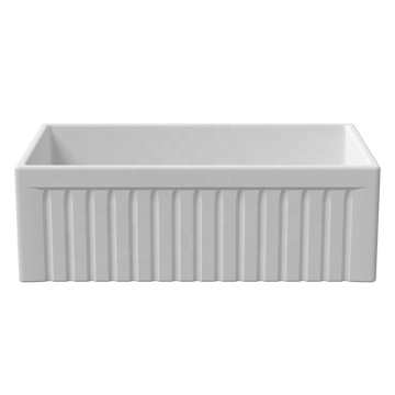 Ceramic Fireclay Rectangular Kitchen Sink - Single Bowl, No Faucet