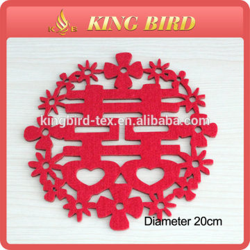 CHINESE STYLE RED WOOL CUP MAT FOR WEDDING