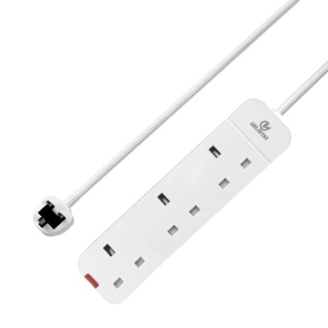 UK Standard White 3-Meter Cable Power Strip with Surge Protector