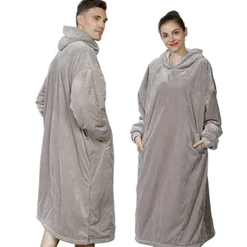 Amazon hot sell Solid TV Wearable Blanket with Sleeves and Pocket Cozy Soft Fleece Blanket