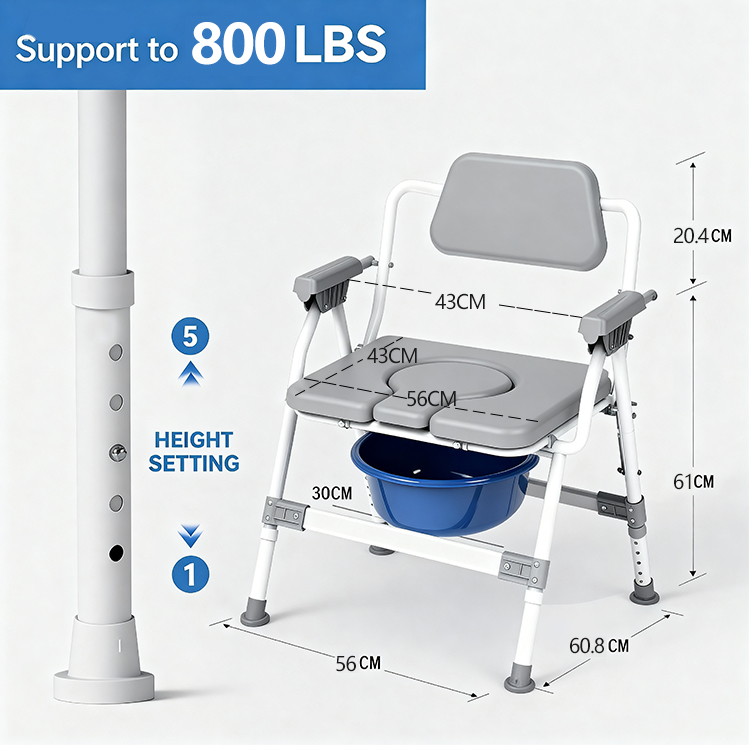 800lbs Load-bearing Thicken Broaden XXL Foldable Commode Chair Elderly Care Products Direct Sale From Factory Commode Chair3