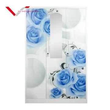 Modern 3 Door Metal Clothes Locker Cabinet Design for Bedroom Wardrobe Iron Almirah