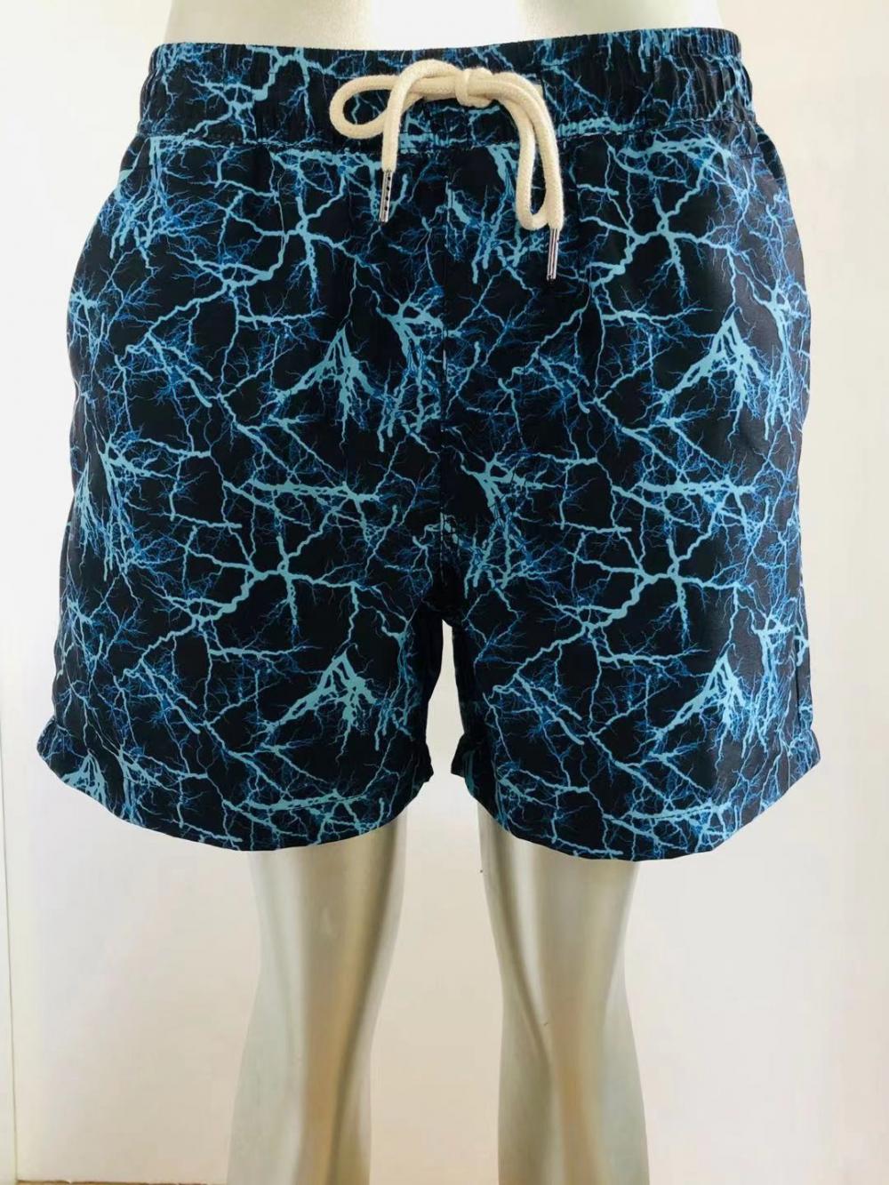 Blue Lightning Print Shorts Beach