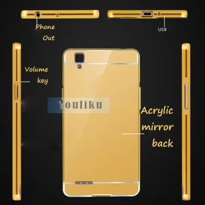 Metal Bumper cover case for micromax yu yuphoria, electroplate pc mirror bumper case for micromax yureka back cover