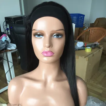 Headband Wig Human Hair Brazilian Straight Human Hair Wigs For Black Women Machine Made Wig With Headband