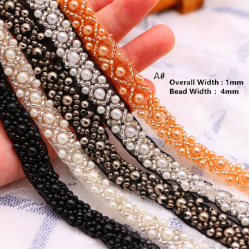 High-Quality Rhombic Lace Ribbon with Beads: 10-15mm Fancy Trim for Tulle